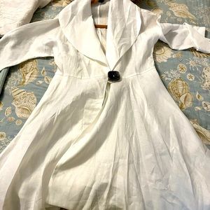 White linen jacket perfect for summer. Wear with jeans or a dress
